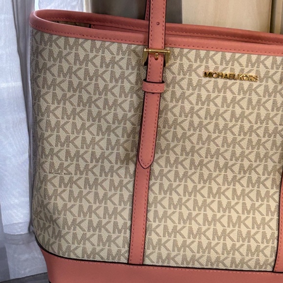 Michael Kors Jet set travel Sm Logo Top Zip Tote Primrose Pink NWT - Picture 14 of 16